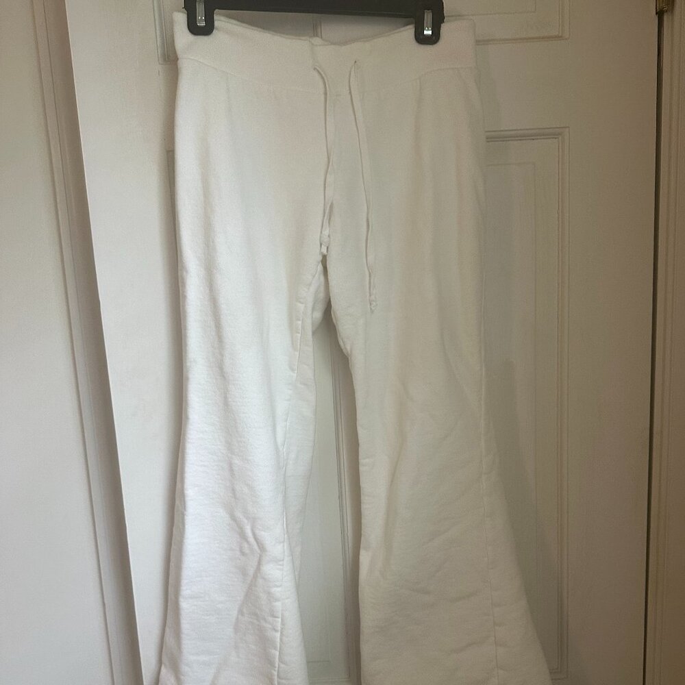brandy melville white low rise flare sweatpants